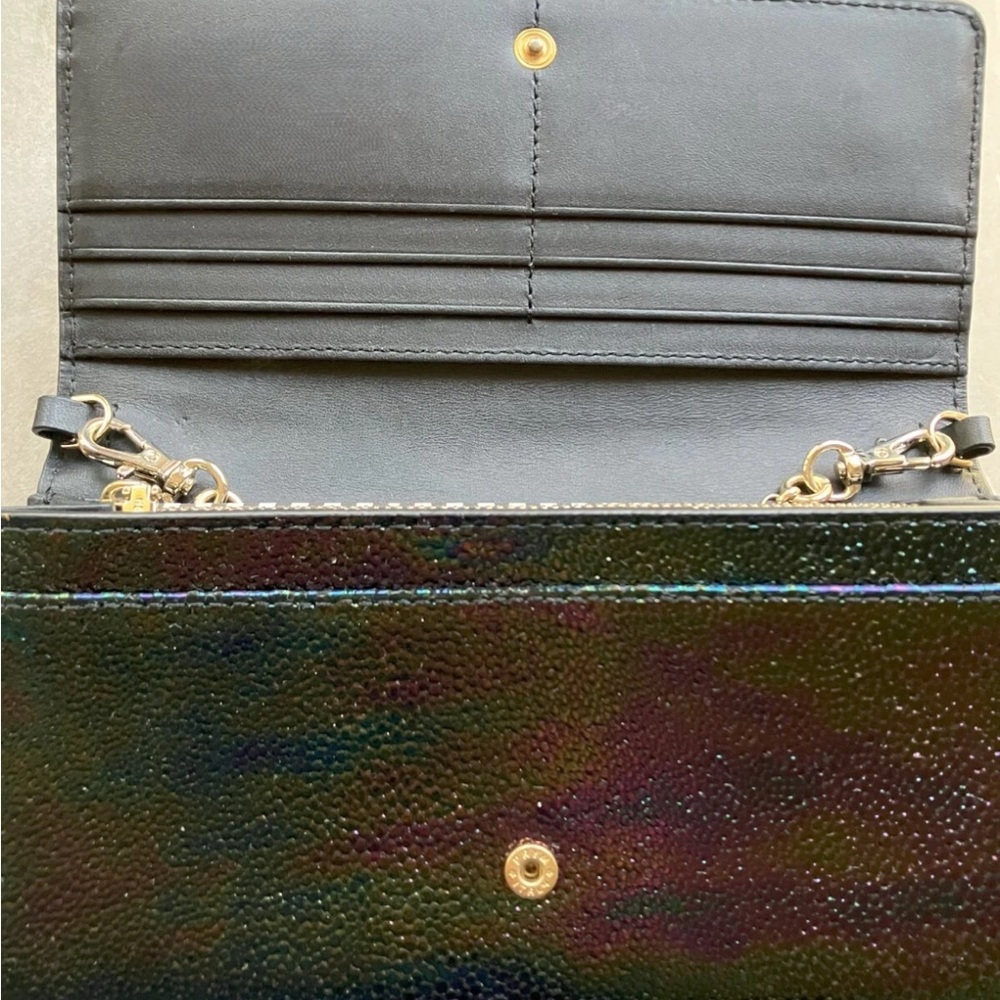 Henri Bendel Belmont Petrol Oil Slick Wallet On Chain - Picture 3 of 7